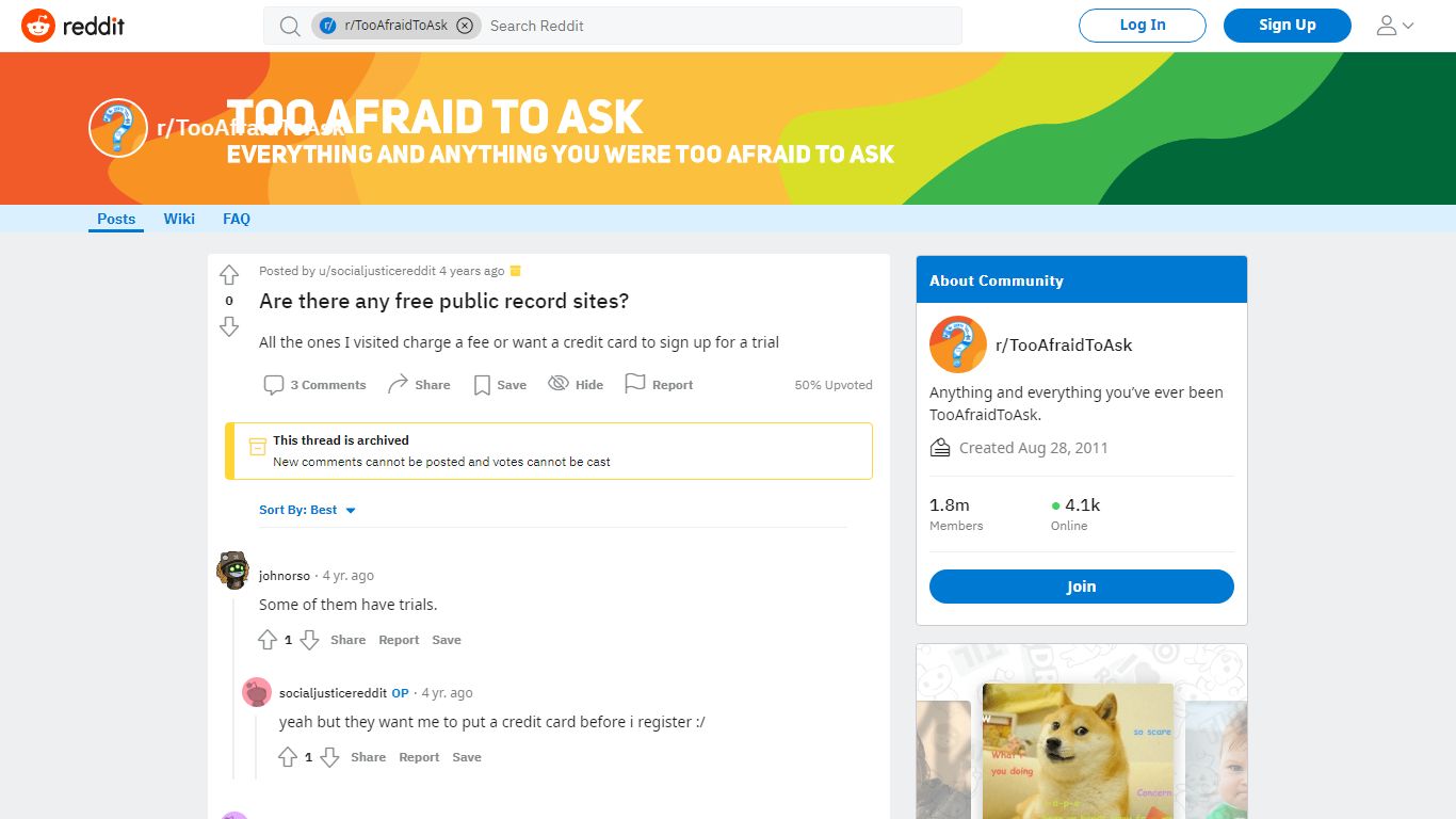 Are there any free public record sites? : TooAfraidToAsk